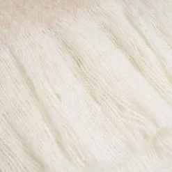 LOLA HOME Couverture Beige Pour Canapé En Laine à Franges 130x170 Cm -Plaid et couverture Soldes 50736315 4