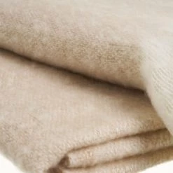 LOLA HOME Couverture Beige Pour Canapé En Laine à Franges 130x170 Cm -Plaid et couverture Soldes 50736315 5