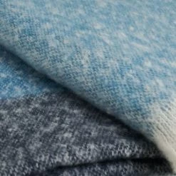 LOLAHOME Couverture De Canapé En Laine Bleue à Franges 130x170 Cm -Plaid et couverture Soldes 50736584 5