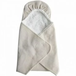 Domiva Couverture Nomade Fluffy - 120 X 120 Cm - Coton/Polyester - Galet