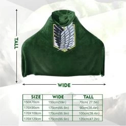 Couverture à Porter Avec Cape D'attaque Des Titans : Shingeki No Kyojin Cape Pour Cosplay,Triomphe Costume D'Halloween, Poncho à Capuche En Peluche Vert Doux Et Chaud Pour (S:150X70CM) 8 Couverture à Porter Avec Cape D'attaque Des Titans : Shingeki No Kyojin Cape Pour Cosplay,Triomphe Costume D'Halloween, Poncho à Capuche En Peluche Vert Doux Et Chaud Pour (S:150X70CM) -Plaid et couverture Soldes 50949784 2