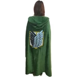 Couverture à Porter Avec Cape D'attaque Des Titans : Shingeki No Kyojin Cape Pour Cosplay,Triomphe Costume D'Halloween, Poncho à Capuche En Peluche Vert Doux Et Chaud Pour (L:170X100cm) -Plaid et couverture Soldes 50949785 5