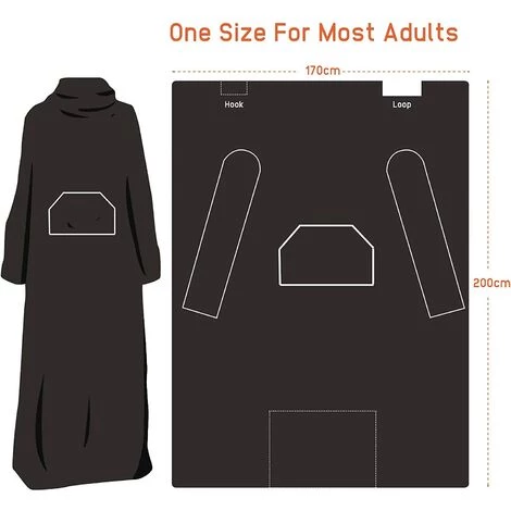 BRIDAY Couverture Polaire Avec Manches Et Poche Pour Les Pieds,170 X 200 Cm Gris,Couverture TV En Peluche Douce Avec Manches Et Crochet Et Boucle Réglables 4 BRIDAY Couverture Polaire Avec Manches Et Poche Pour Les Pieds,170 X 200 Cm Gris,Couverture TV En Peluche Douce Avec Manches Et Crochet Et Boucle Réglables – Image 2