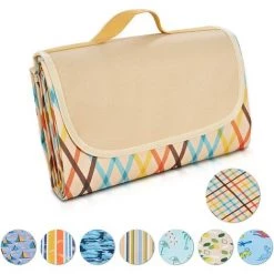 SUPERMARKET Couverture De Pique-Nique Extérieure Imperméable Avec Poignée De Transport, Résistante Au Sable, Antidérapante, Lavable En Machine, Adaptée Aux Parcs, Aux Plages, Aux Randonnées, Au Camping，Superma