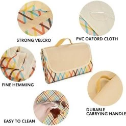 SUPERMARKET Couverture De Pique-Nique Extérieure Imperméable Avec Poignée De Transport, Résistante Au Sable, Antidérapante, Lavable En Machine, Adaptée Aux Parcs, Aux Plages, Aux Randonnées, Au Camping，Superma -Plaid et couverture Soldes 51013765 3