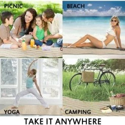 SUPERMARKET Couverture De Pique-Nique Extérieure Imperméable Avec Poignée De Transport, Résistante Au Sable, Antidérapante, Lavable En Machine, Adaptée Aux Parcs, Aux Plages, Aux Randonnées, Au Camping，Superma -Plaid et couverture Soldes 51013765 4