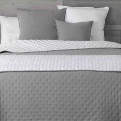 DOUCEUR D'INTRIEUR Couvre-lit Microfibre Matelassé Mellow Chic Gris Et Blanc 240x220 Cm - Gris -Plaid et couverture Soldes 51210452 3