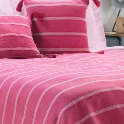 DOUCEUR D'INTRIEUR Couvre-lit Coton Jacquard Jakady Rose 180x220 Cm - Rose -Plaid et couverture Soldes 51211485 3