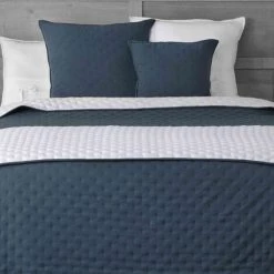 DOUCEUR D'INTRIEUR Couvre-lit Microfibre Matelassé Mellow Chic Bleu Et Blanc 240x220 Cm - Bleu -Plaid et couverture Soldes 51243034 3