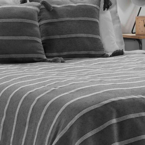 DOUCEUR D'INTRIEUR Couvre-lit Coton Jacquard Jakady Anthracite 230x250 Cm - Anthracite 5 DOUCEUR D'INTRIEUR Couvre-lit Coton Jacquard Jakady Anthracite 230x250 Cm - Anthracite – Image 3