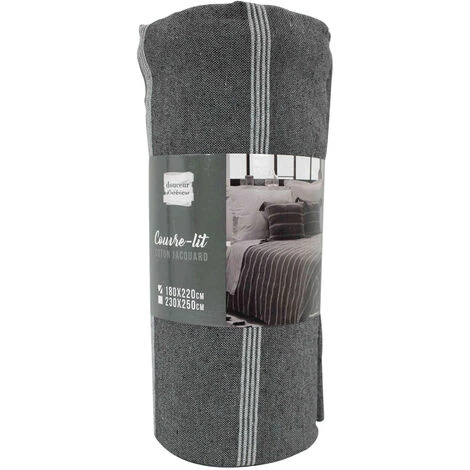 DOUCEUR D'INTRIEUR Couvre-lit Coton Jacquard Jakady Anthracite 230x250 Cm - Anthracite 6 DOUCEUR D'INTRIEUR Couvre-lit Coton Jacquard Jakady Anthracite 230x250 Cm - Anthracite – Image 4