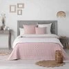 DOUCEUR D'INTRIEUR Couvre-lit Microfibre Matelassé Mellow Chic Rose Et Blanc 240x220 Cm -Plaid et couverture Soldes 51245314 1