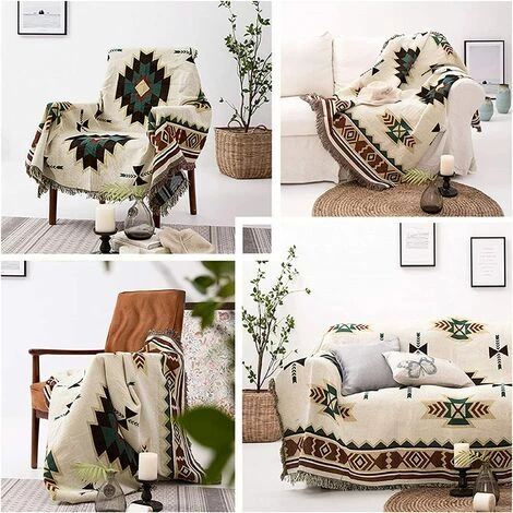 Plaid,Housse De Canapé De Style Ethnique Américain, Couverture Complète En Tricot Sucre Jacquard Couverture De Canapé -90 * 180cm GROOFOO 5 Plaid,Housse De Canapé De Style Ethnique Américain, Couverture Complète En Tricot Sucre Jacquard Couverture De Canapé -90 * 180cm GROOFOO – Image 3