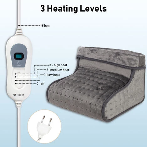 TODECO Chauffe-pieds, électrique Des Pieds Avec 3 Niveaux De Température, Pour Une Pointure Maximale De 46, Gris 6 TODECO Chauffe-pieds, électrique Des Pieds Avec 3 Niveaux De Température, Pour Une Pointure Maximale De 46, Gris – Image 4