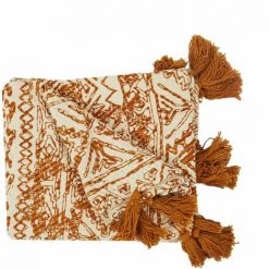 TOILINUX Plaid En Coton à Pompons Et Imprimés - Longueur 120 Largeur 150 Hauteur 1cm - Jaune -Plaid et couverture Soldes 51348402 4