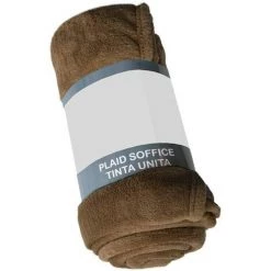 EMMEVI Plaid Couverture Très Doux Couleur Unie 3 Mesures Polaire Chaude Marron - 160x220 Cm