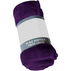 EMMEVI Plaid Couverture Très Doux Couleur Unie 3 Mesures Polaire Chaude Violet - 130x160 Cm