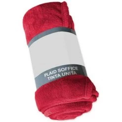 EMMEVI Plaid Couverture Très Doux Couleur Unie 3 Mesures Polaire Chaude Bordeaux - 130x160 Cm