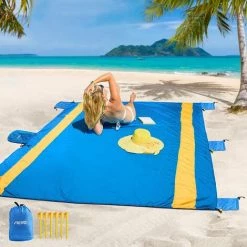 ZHUOXUAN Couverture De Plage, Coussin De Couverture De Plage Sans Sable 108 "x 84" Pour Empêcher Le Sable, Adapté Pour 5-8 Adultes, Très Grand Tapis D'extérieur Léger, Adapté Pour Les Voyages De Camping Et La Randonnée