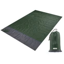 ZHUOXUAN Couverture De Plage Couverture De Pique-nique Tapis De Plage Sans Sable, Imperméable, Léger, Pliable, Couverture De Poche Portable, Couverture De Pique-nique Surdimensionnée, Tapis De Camping Pour Jardin Extérieur, Parc, Herbe 140 * 200 Cm, Vert Armée