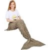LITZEE Couverture De Queue De Sirène Mettable, Toutes Les Saisons Chaude Couverture De Lit Canapé Couette Salon Sac De Couchage Pour Enfants, écailles De Poisson, 140 X 60 Cm - Marron -Plaid et couverture Soldes 51546776 1