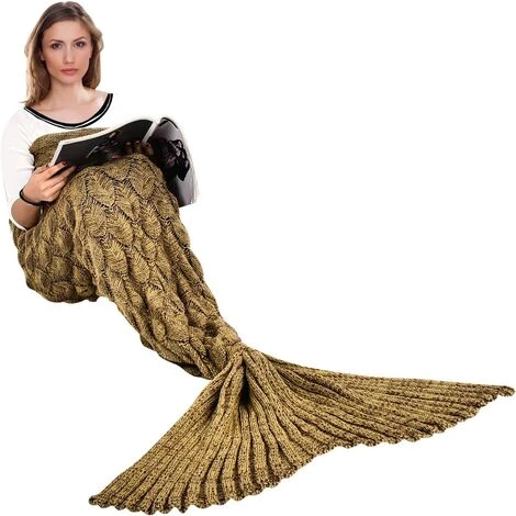 LITZEE Couverture De Queue De Sirène, Toutes Les Saisons Chaude Couverture De Lit Canapé Couette Salon Sac De Couchage Pour Enfants Et Adultes, écailles De Poisson, 190 X 90 Cm - Marron 3 LITZEE Couverture De Queue De Sirène, Toutes Les Saisons Chaude Couverture De Lit Canapé Couette Salon Sac De Couchage Pour Enfants Et Adultes, écailles De Poisson, 190 X 90 Cm - Marron