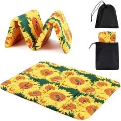 Tapis En Mousse Pliable Camping,Betterlife Tapis De Sol Étanche Extérieur Pliable XPE Tapis De Siège Isolant Thermique Pour Jardin Pique-Nique Camping Randonnée Stade Park (Imprimé De Tournesol)