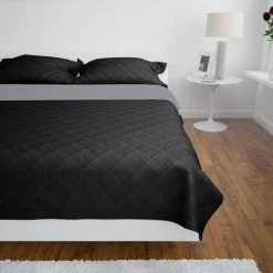 YOUTHUP Couvre-lits à Double C?tés Noir/Gris 230 X 260 Cm - Noir -Plaid et couverture Soldes 51856825 3