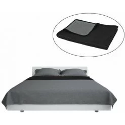 YOUTHUP Couvre-lit à Double Face Matelassé 170 X 210 Cm Gris Et Noir - Noir