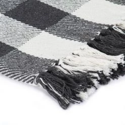 YOUTHUP Couverture Coton Carreaux 125 X 150 Cm Anthracite - Gris -Plaid et couverture Soldes 51857493 3