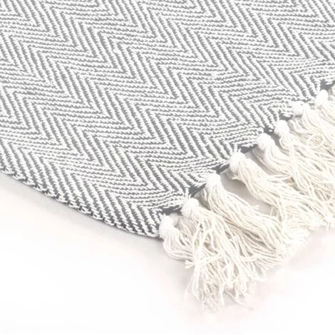 YOUTHUP Couverture Coton à Chevrons 160 X 210 Cm Gris - Gris 6 YOUTHUP Couverture Coton à Chevrons 160 X 210 Cm Gris - Gris – Image 4