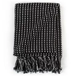 YOUTHUP Couverture Coton à Carreaux 160 X 210 Cm Noir - Noir -Plaid et couverture Soldes 51860790 3