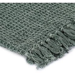YOUTHUP Couverture En Coton 125 X 150 Cm Vert Foncé - Vert -Plaid et couverture Soldes 51875227 3