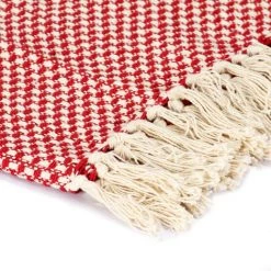 YOUTHUP Couverture En Coton 220 X 250 Cm Rouge - Rouge -Plaid et couverture Soldes 51875239 3