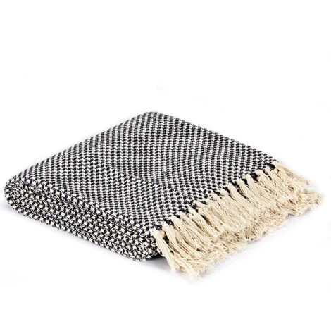 YOUTHUP Couverture En Coton 160 X 210 Cm Bleu Marine - Bleu 4 YOUTHUP Couverture En Coton 160 X 210 Cm Bleu Marine - Bleu – Image 2