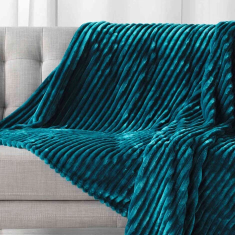 DOUCEUR D'INTRIEUR Plaid Flanelle Jacquard Uni Kalie Bleu 180x220 Cm - Bleu 5 DOUCEUR D'INTRIEUR Plaid Flanelle Jacquard Uni Kalie Bleu 180x220 Cm - Bleu – Image 3