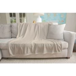 HOME MANIA Couverture Pergamena - Plaid - Pour Canape, Lit, Chambre -Beige En Microfibre, 150 X 200 Cm -Plaid et couverture Soldes 51968399 3