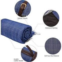 TINOR Couverture De Pique-Nique Tapis De Plage Couverture De Jet En Fausse Laine Pompon Tassel Élégant Multifonctionnel Pliable Léger 150x200cm Cadeau Pour Camping Randonnée Voyage Bureau -Plaid et couverture Soldes 52065001 3