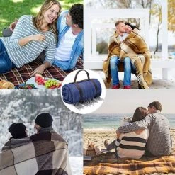 TINOR Couverture De Pique-Nique Tapis De Plage Couverture De Jet En Fausse Laine Pompon Tassel Élégant Multifonctionnel Pliable Léger 150x200cm Cadeau Pour Camping Randonnée Voyage Bureau -Plaid et couverture Soldes 52065001 5