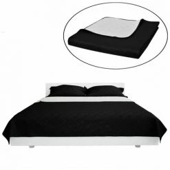 Topdeal Couvre-lit à Double Face Matelassé Noir/Blanc 220x240 Cm