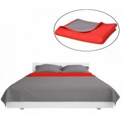 Topdeal Couvre-lit Matelassé Double-face Rouge Et Gris 230x260 Cm -Plaid et couverture Soldes 52080553 2
