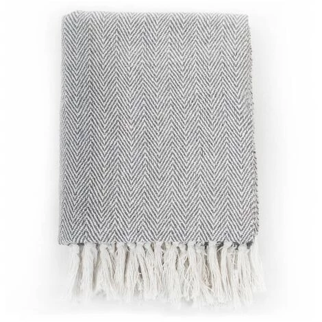 Topdeal Couverture Coton à Chevrons 125 X 150 Cm Gris 6 Topdeal Couverture Coton à Chevrons 125 X 150 Cm Gris – Image 4