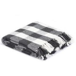Topdeal Couverture Coton Carreaux 125 X 150 Cm Anthracite -Plaid et couverture Soldes 52093021 4