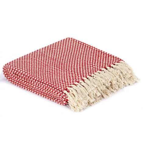 Topdeal Couverture En Coton 220 X 250 Cm Rouge 6 Topdeal Couverture En Coton 220 X 250 Cm Rouge – Image 4