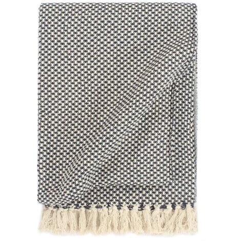 Topdeal Couverture En Coton 160 X 210 Cm Bleu Marine 3 Topdeal Couverture En Coton 160 X 210 Cm Bleu Marine