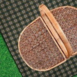 Relaxdays Couverture Pique-nique Picnic Plaid Imperméable Fleurs 200x200cm Cm Poignée Isolation Tapis, Vert Gris -Plaid et couverture Soldes 52202360 4