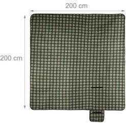 Relaxdays Couverture Pique-nique Picnic Plaid Imperméable Fleurs 200x200cm Cm Poignée Isolation Tapis, Vert Gris -Plaid et couverture Soldes 52202360 5
