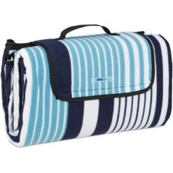 Relaxdays Couverture Pique-nique XXL, 200x200 Cm, Tapis De Plage Polaire, Isolation Thermique, Imperméable, Rayé, Coloré -Plaid et couverture Soldes 52205063 3