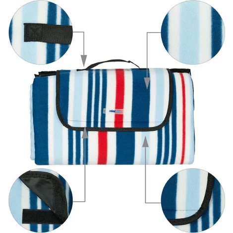 Relaxdays Couverture Pique-nique XXL, 200x200 Cm, Natte De Plage Polaire, Imperméable, Tapis Extérieur, Poignée, Coloré 7 Relaxdays Couverture Pique-nique XXL, 200x200 Cm, Natte De Plage Polaire, Imperméable, Tapis Extérieur, Poignée, Coloré – Image 5