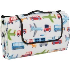 Relaxdays Couverture Pique-nique XXL, 200x200, Tapis De Plage Polaire, Isolation Thermique, Imperméable, Poignée, Blanc